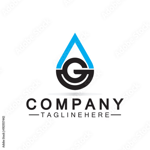 Letter G Water drop logo. Water Drop shaped letter G logo design vector symbol icon illustration