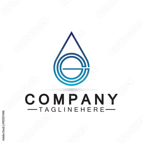 Letter G Water drop logo. Water Drop shaped letter G logo design vector symbol icon illustration