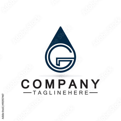 Letter G Water drop logo. Water Drop shaped letter G logo design vector symbol icon illustration