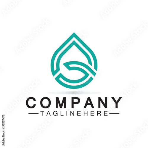 Letter G Water drop logo. Water Drop shaped letter G logo design vector symbol icon illustration