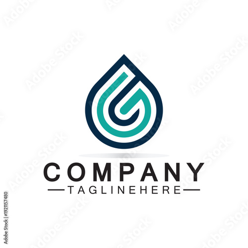 Letter G Water drop logo. Water Drop shaped letter G logo design vector symbol icon illustration