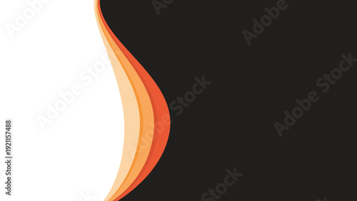 Vibrant Orange Wave Curve on Black Background from Close-Up Viewpoint