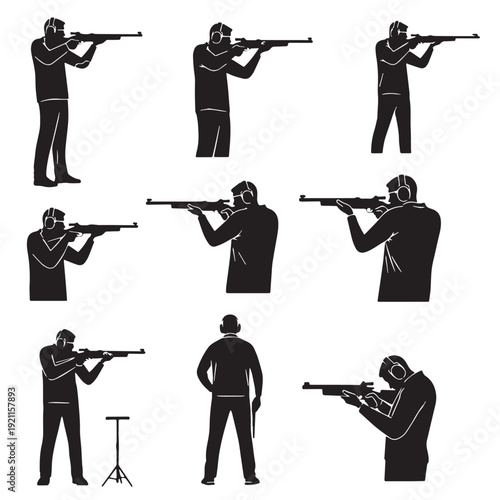 Black Shooting Silhouette Vector, High Quality Illustration on White Background