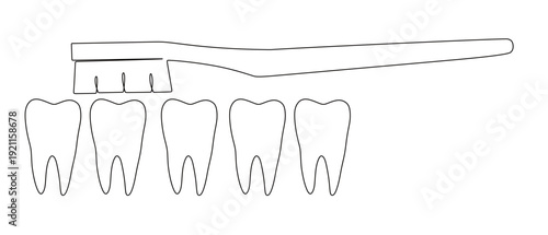 line art of a toothbrush and teeth. This image is to commemorate international oral health day.