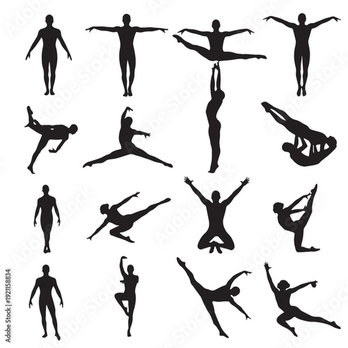 Black Synchronized Swimming Silhouette Vector, High Quality Illustration on White Background