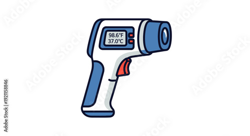 Digital Infrared Thermometer Device Illustration.