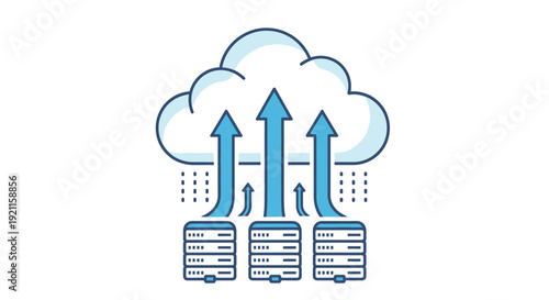 Cloud Storage Servers Data Transfer Illustration.
