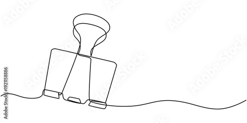 continuous line of binder clips. drawing of one line of paper binder clips. minimal lines. single line vector illustration. isolated white background, Paper Clip and Binder Clip Line icon, Sketch.