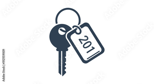 Key with Numbered Tag and Keyring.