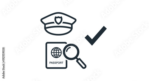 Passport Inspection with Magnifying Glass and Cap.