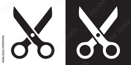  Scissors icon, hair scissors silhouette vector.