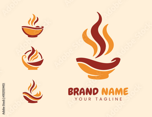 smoky food bowl logo design template