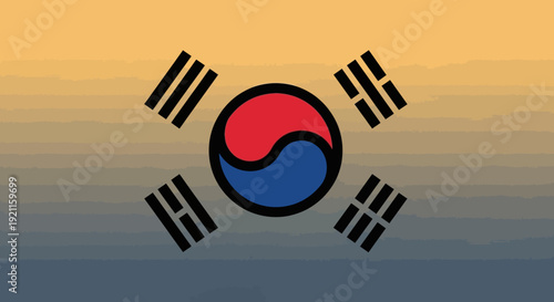 South Korean flag symbol on gradient background