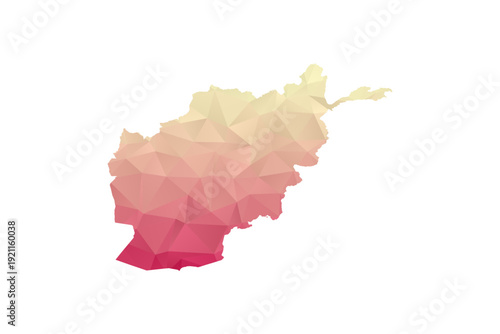 Afghanistan Map - Polygon Style Vector Illustration in Peach and Pink Gradient, Low Poly Geometric Design, Isolated on White Background for Infographics and Projects.