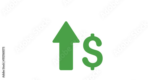 Green upward arrow combined with a dollar sign on a white background