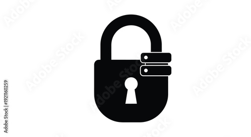 Simple black silhouette of a padlock with a shackle symbolizing security
