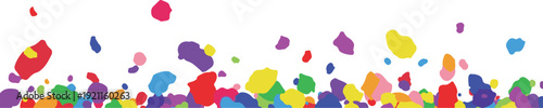 Vibrant multicolored confetti scattered on a white background