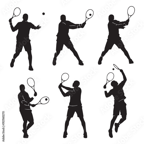 Black Tennis Silhouette Vector, High Quality Illustration on White Background