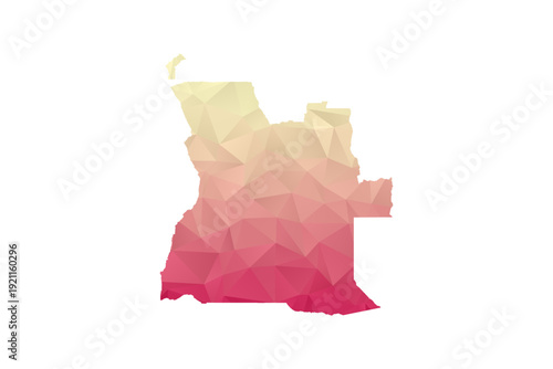Angola Map - Polygon Style Vector Illustration in Peach and Pink Gradient, Low Poly Geometric Design, Isolated on White Background for Infographics and Projects.