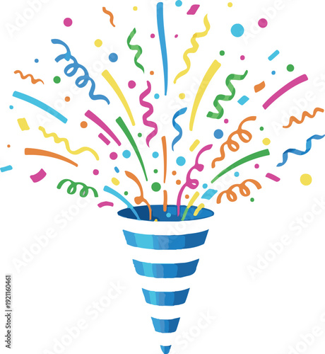 Colorful confetti popper on white background