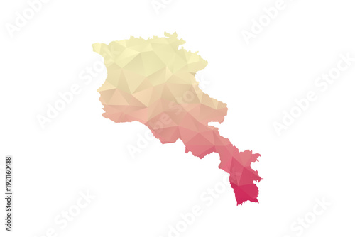 Armenia Map - Polygon Style Vector Illustration in Peach and Pink Gradient, Low Poly Geometric Design, Isolated on White Background for Infographics and Projects.