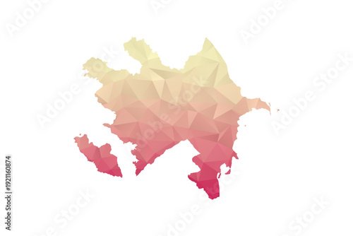 Azerbaijan Map - Polygon Style Vector Illustration in Peach and Pink Gradient, Low Poly Geometric Design, Isolated on White Background for Infographics and Projects.