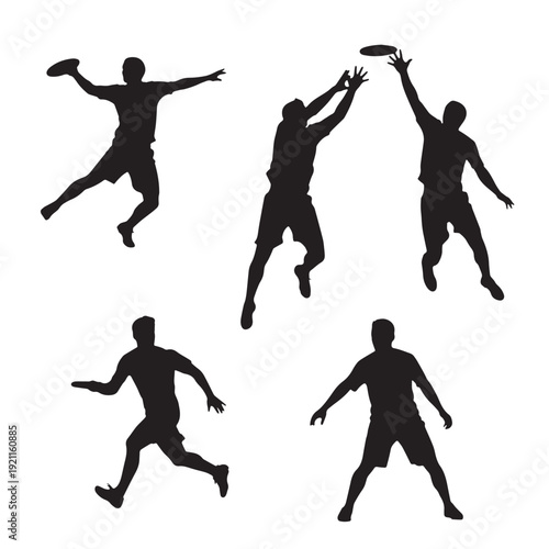 Black Ultimate Frisbee Silhouette Vector, High Quality Illustration on White Background