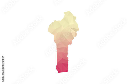 Benin Map - Polygon Style Vector Illustration in Peach and Pink Gradient, Low Poly Geometric Design, Isolated on White Background for Infographics and Projects.