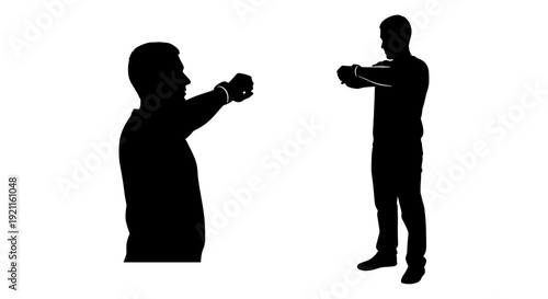 Two silhouettes demonstrating a martial arts or self-defense hand technique in motion.