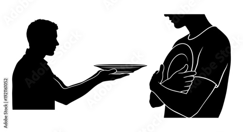 A person offering a frisbee to another individual for a game