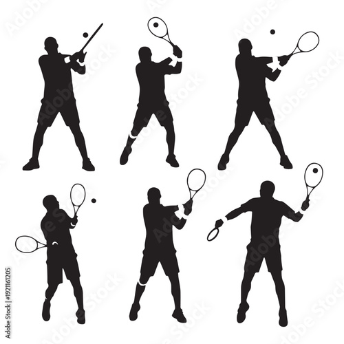Black Tennis Silhouette Vector, High Quality Illustration on White Background