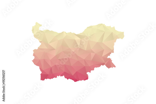 Bulgaria Map - Polygon Style Vector Illustration in Peach and Pink Gradient, Low Poly Geometric Design, Isolated on White Background for Infographics and Projects.