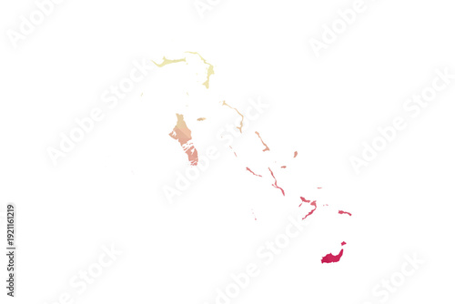 Bahamas Map - Polygon Style Vector Illustration in Peach and Pink Gradient, Low Poly Geometric Design, Isolated on White Background for Infographics and Projects.