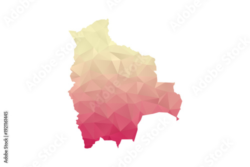 Bolivia Map - Polygon Style Vector Illustration in Peach and Pink Gradient, Low Poly Geometric Design, Isolated on White Background for Infographics and Projects.