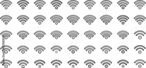 Multiple Wi Fi signal with varying signal strengths in a grid pattern Wi Fi signal wireless network internet connection