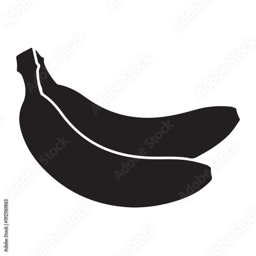 Black silhouette of two bananas side by side  ripe fruit  healthy snack  fruit icon  banana duo
