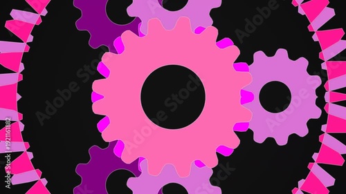 Colorful Gears Mechanism Animation Loop.