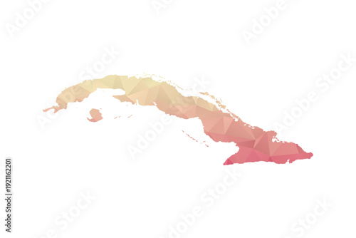 Cuba Map - Polygon Style Vector Illustration in Peach and Pink Gradient, Low Poly Geometric Design, Isolated on White Background for Infographics and Projects.