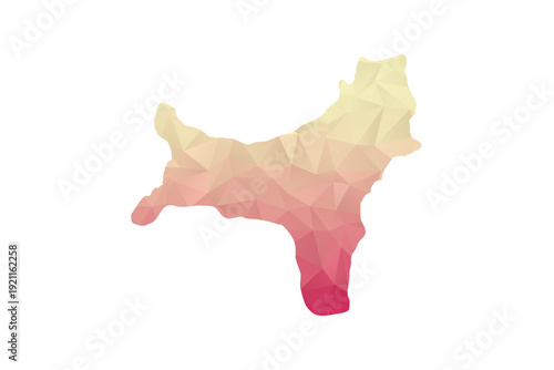 Christmas Island Map - Polygon Style Vector Illustration in Peach and Pink Gradient, Low Poly Geometric Design, Isolated on White Background for Infographics and Projects.