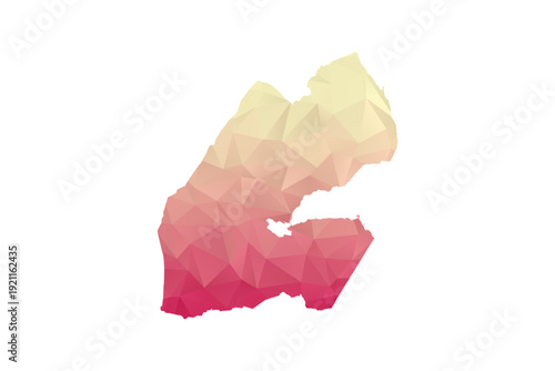 Djibouti Map - Polygon Style Vector Illustration in Peach and Pink Gradient, Low Poly Geometric Design, Isolated on White Background for Infographics and Projects.