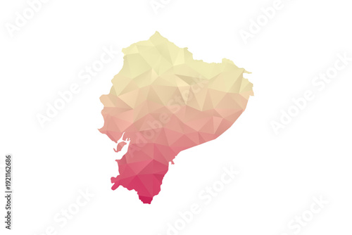 Ecuador Map - Polygon Style Vector Illustration in Peach and Pink Gradient, Low Poly Geometric Design, Isolated on White Background for Infographics and Projects.