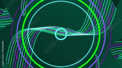 Neon Light Circles Abstract Motion Graphics.