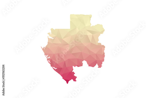 Gabon Map - Polygon Style Vector Illustration in Peach and Pink Gradient, Low Poly Geometric Design, Isolated on White Background for Infographics and Projects.