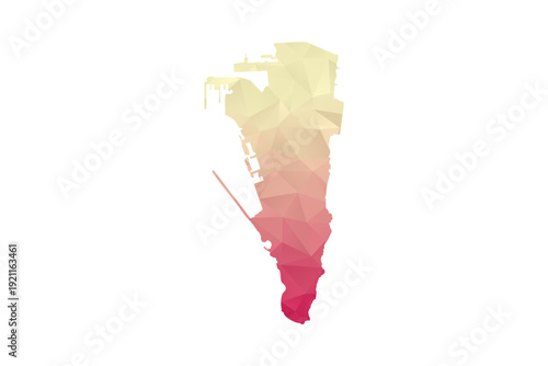 Gibraltar Map - Polygon Style Vector Illustration in Peach and Pink Gradient, Low Poly Geometric Design, Isolated on White Background for Infographics and Projects.