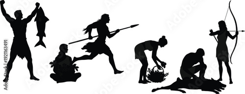 Ancient Hunter Gatherer Silhouettes primitive