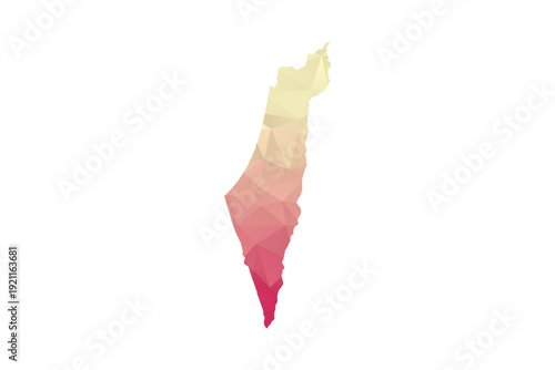 Palestine Map - Polygon Style Vector Illustration in Peach and Pink Gradient, Low Poly Geometric Design, Isolated on White Background for Infographics and Projects.