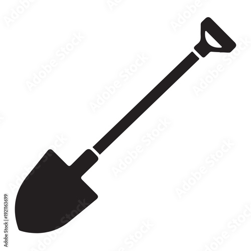 Shovel tool for digging and moving earth or soil  a flat digging tool with a long handle