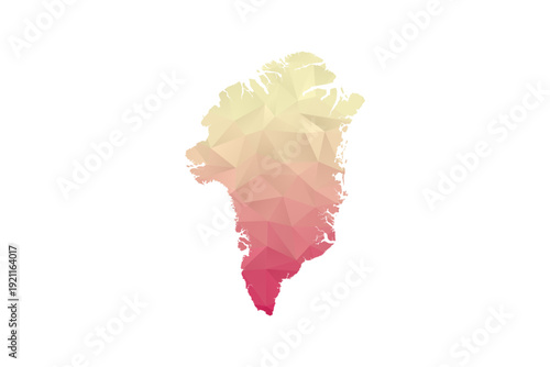 Greenland Map - Polygon Style Vector Illustration in Peach and Pink Gradient, Low Poly Geometric Design, Isolated on White Background for Infographics and Projects.