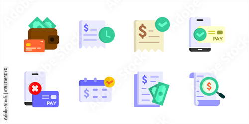 Business Transaction Icon Set. Modern Payment Process Collection