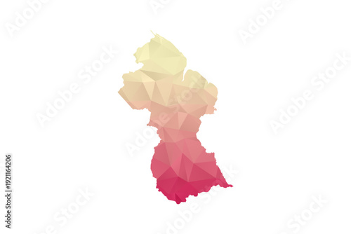 Guyana Map - Polygon Style Vector Illustration in Peach and Pink Gradient, Low Poly Geometric Design, Isolated on White Background for Infographics and Projects.
